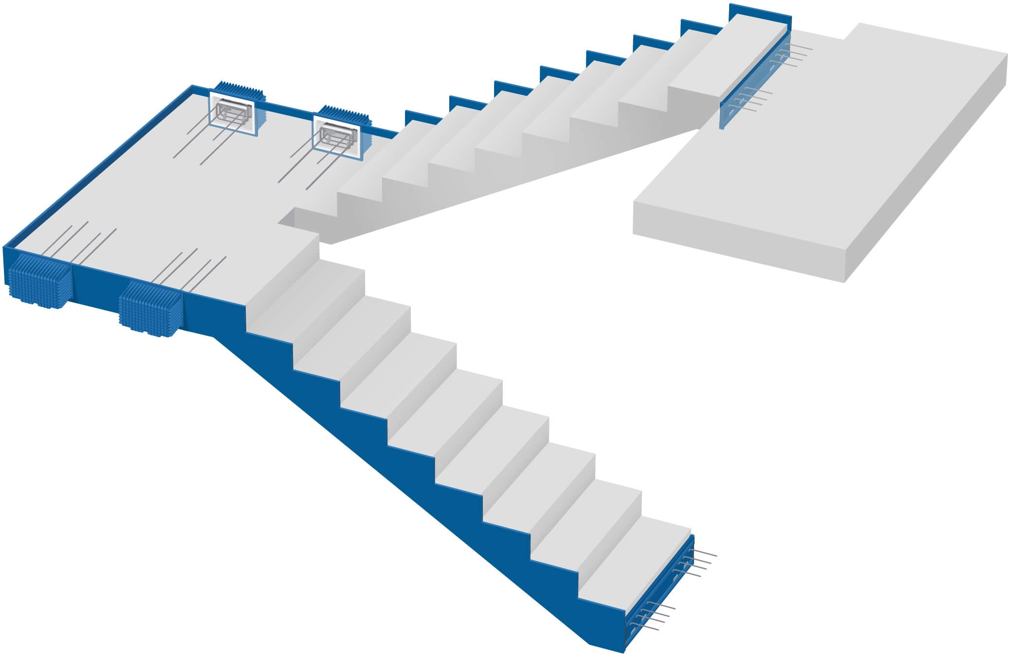 Ontkoppelen van rechte trappen en bordes/verdiepingsvloer